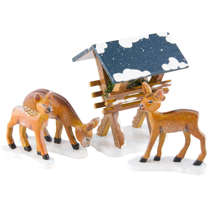 Winter Children Manger with 3 Deer - 3-7 cm / 1,5-3 inch