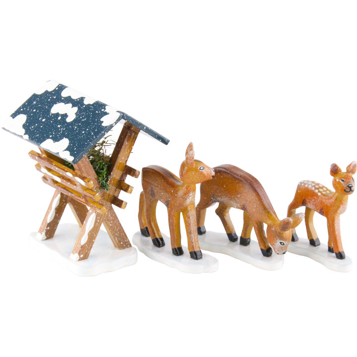 Winter Children Manger with 3 Deer - 3-7 cm / 1,5-3 inch