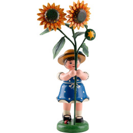 Blumenkind Mädchen mit Sonnenblume - 17 cm