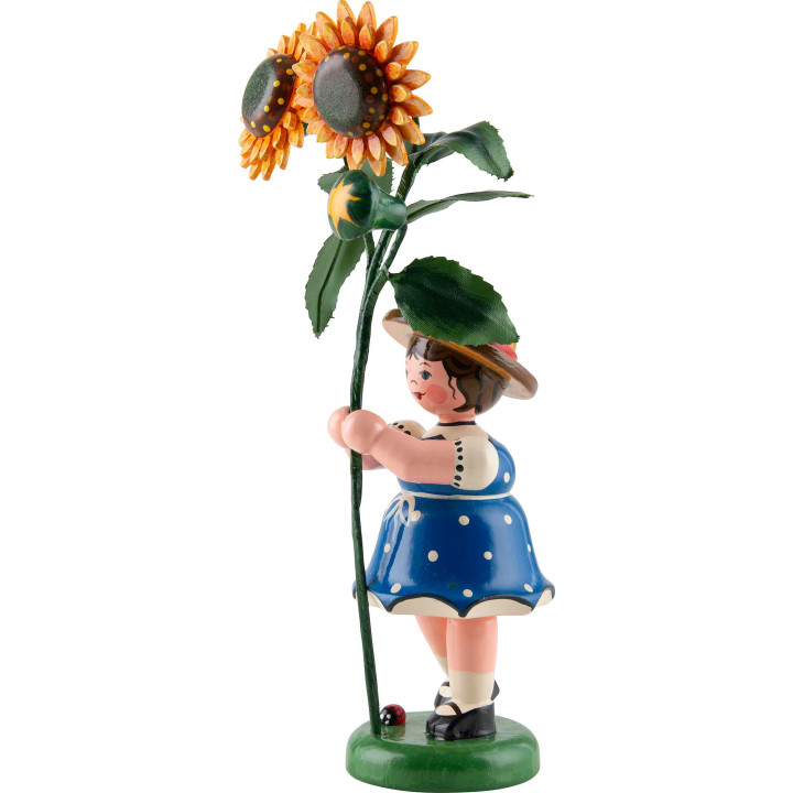 Blumenkind Mädchen mit Sonnenblume - 17 cm