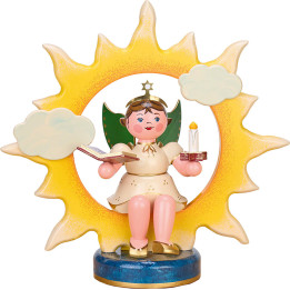 Engel Sonne Buch und Kerze - 20 cm