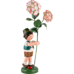 Blumenkind Junge mit Hortensie - 24 cm
