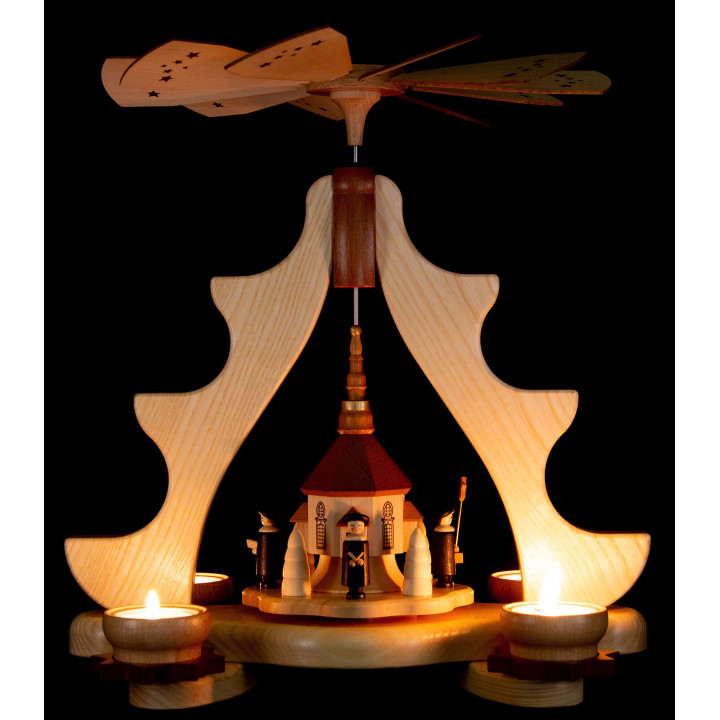 1-stöckige Pyramide Seiffener Kirche - 36 cm