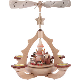 1-Tier Pyramid - Gift Giving Natural Wood - 36x31x31 cm / 14x12x12 inch