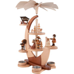 2-stöckige Teelichtpyramide Design "Segel" - mit Bestückung - 42 cm