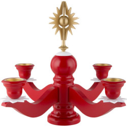 Advent Candle Holder with Star, Red  - 30 cm / 11.8 inch