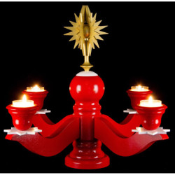 Adventsleuchter mit Stern, rot - 30 cm