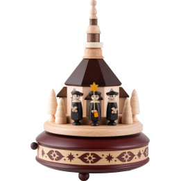 Spieldose Seiffner Kirche und Kurrende, Mahagoni - 24 cm