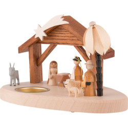 Teelichthalter mit Weihnachtskrippe - 11 cm