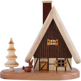 Smoker - House on Pedastal, Natural - 16x15,5x10 cm / 3.9 inch