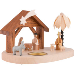 Teelichthalter mit Weihnachtskrippe - 11 cm