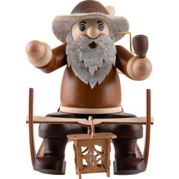 Räuchermännchen Holzfäller mit Schlitten - 19 cm