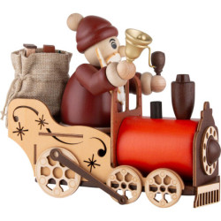 Räuchermännchen Weihnachtsmann auf Lok - 19 cm