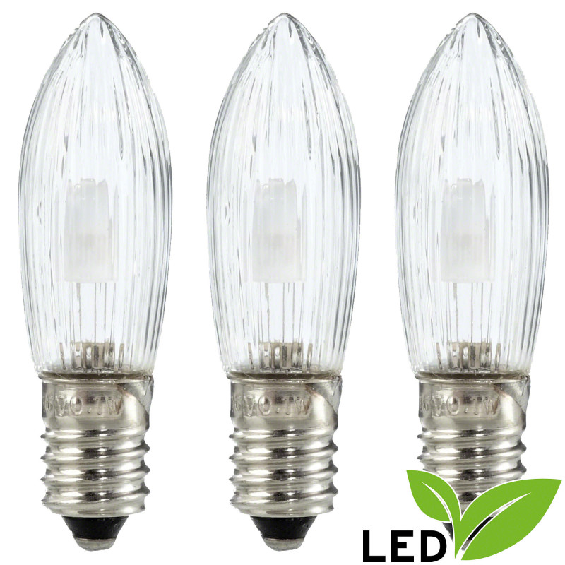 LED Rippled Bulb Clear - E10 Socket - Warm White - 0.1-0.3W