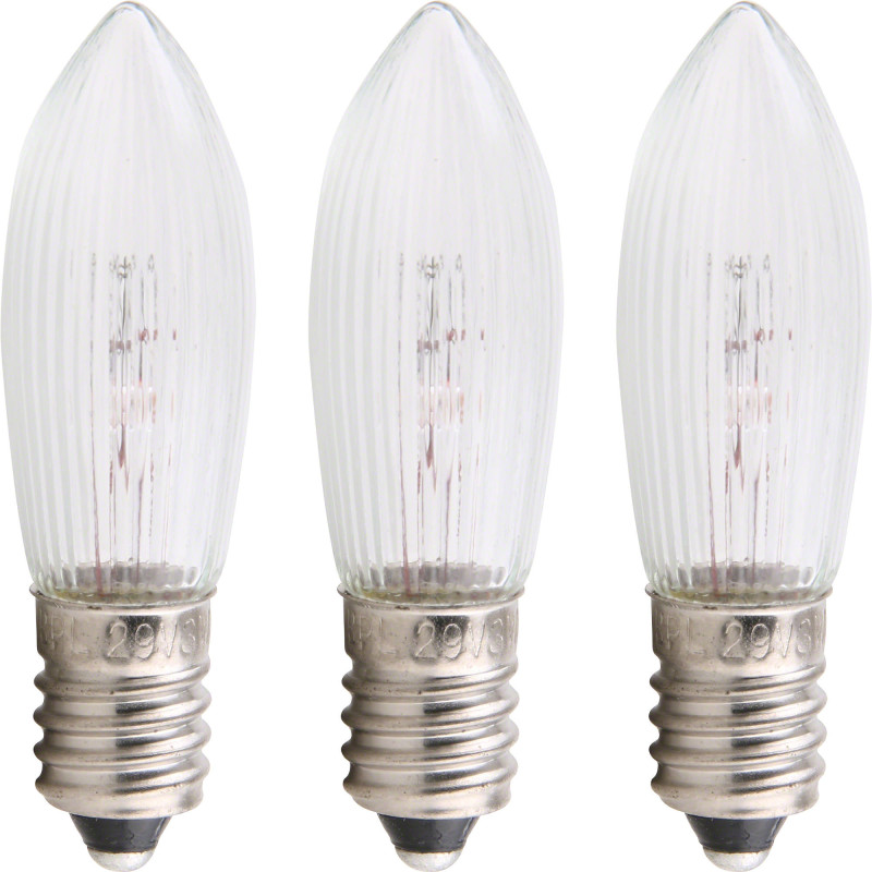 Riffelkerze - Sockel E10 - 12V/3W