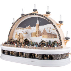 Schwibbogen Weihnachtsmarkt am "Molchner Stolln" zu Pobershau (limitierte Auflage) - 74x28x58 cm
