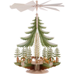 1-Tier Pyramid - Carved Deer, Colored - 62x42 cm / 24x16 inch