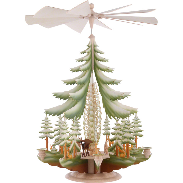 1-Tier Pyramid - Carved Deer, Colored - 62x42 cm / 24x16 inch