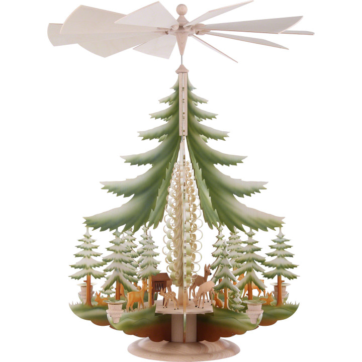 1-Tier Pyramid - Carved Deer, Colored - 62x42 cm / 24x16 inch