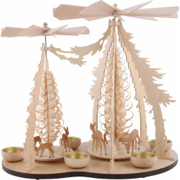 1-Tier Pyramid - Two Winged Wheels - Deer in the Woods - 37x35 cm / 14.5x14 inch