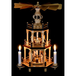 3-stöckige Pyramide Weihnachten, natur - 35 cm