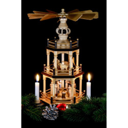 3-stöckige Pyramide Weihnachten, natur - 35 cm