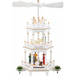 3-stöckige Pyramide Weihnachten, weiß - 35 cm