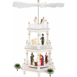 3-stöckige Pyramide Weihnachten, weiß - 35 cm