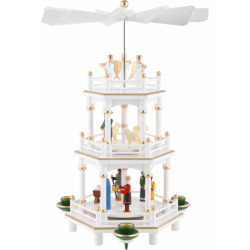 3-stöckige Pyramide Weihnachten, weiß - 35 cm