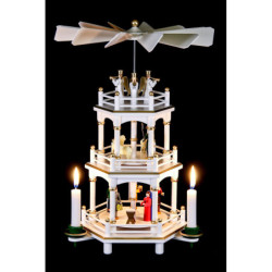 3-stöckige Pyramide Weihnachten, weiß - 35 cm