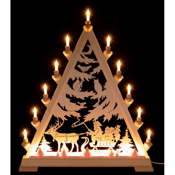Lichterspitze Nikolaus mit Schlitten - 66 cm