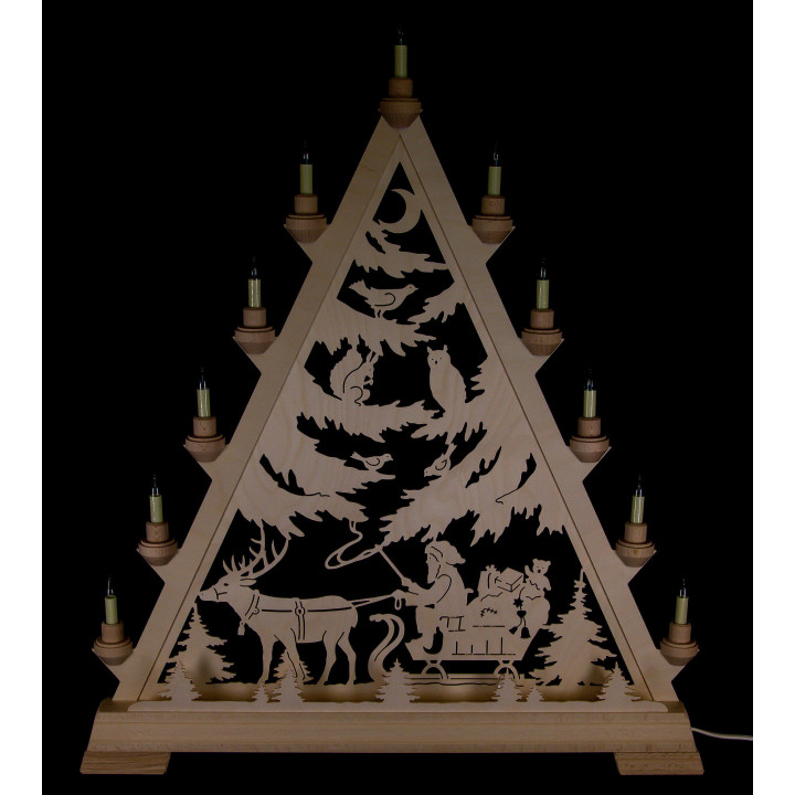 Lichterspitze Nikolaus mit Schlitten - 66 cm