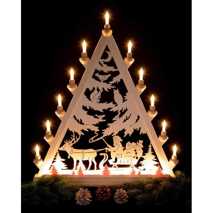 Lichterspitze Nikolaus mit Schlitten - 66 cm