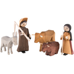 Farmers, Set of Five, Stained - 7 cm / 2.8 inch