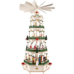 4-stöckige Pyramide Christi Geburt mit Musikspielwerk - 70 cm