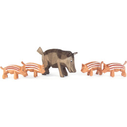 Wild Boar Family - 5 pieces - 4,5 cm / 1.8 inch