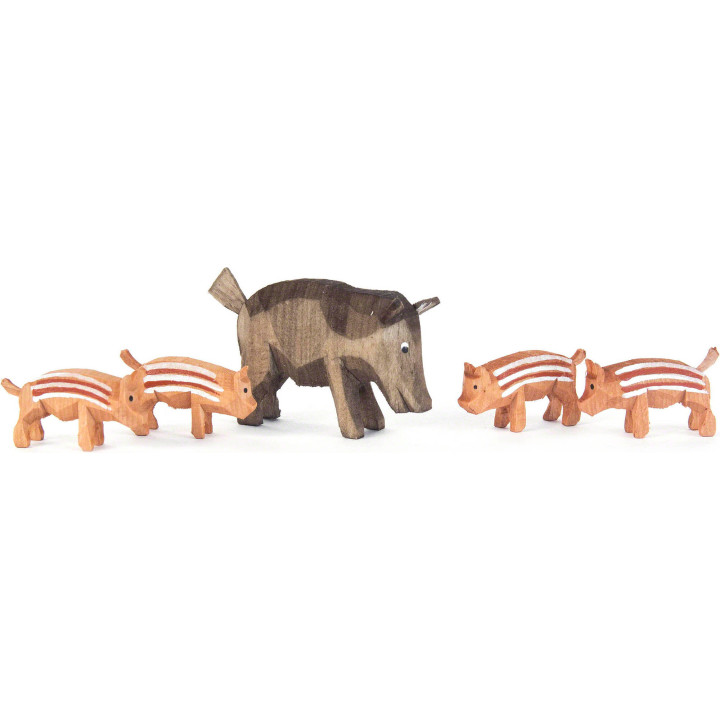 Wild Boar Family - 5 pieces - 4,5 cm / 1.8 inch