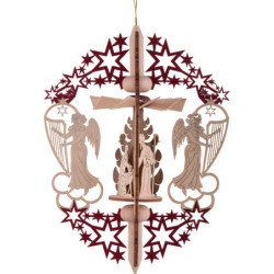 Christbaumschmuck Christi Geburt - rot - 15,3 cm