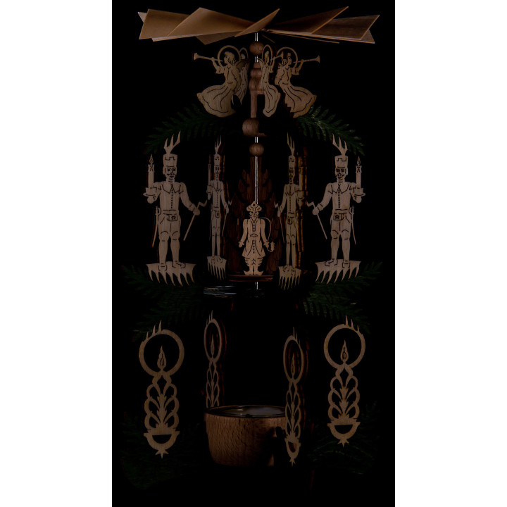 1-stöckige Pyramide Bergmann, Engel und Räuchermann - 26 cm