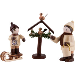 Thiel-Figuren Vogelfütterung - natur - 3-teilig - 7 cm