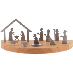 Teelichthalter Silhouette M Weihnachtskrippe Eiche - 15 cm