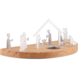 Teelichthalter Silhouette M Weihnachtskrippe Eiche - 15 cm
