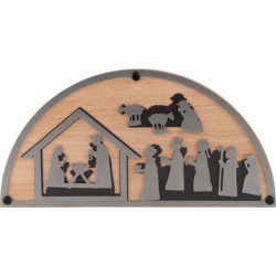 Teelichthalter Silhouette M Weihnachtskrippe Eiche - 15 cm