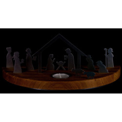 Tea Light Holder - Silhouette M Oak - Nativity Scene - 15 cm / 5.9 inch
