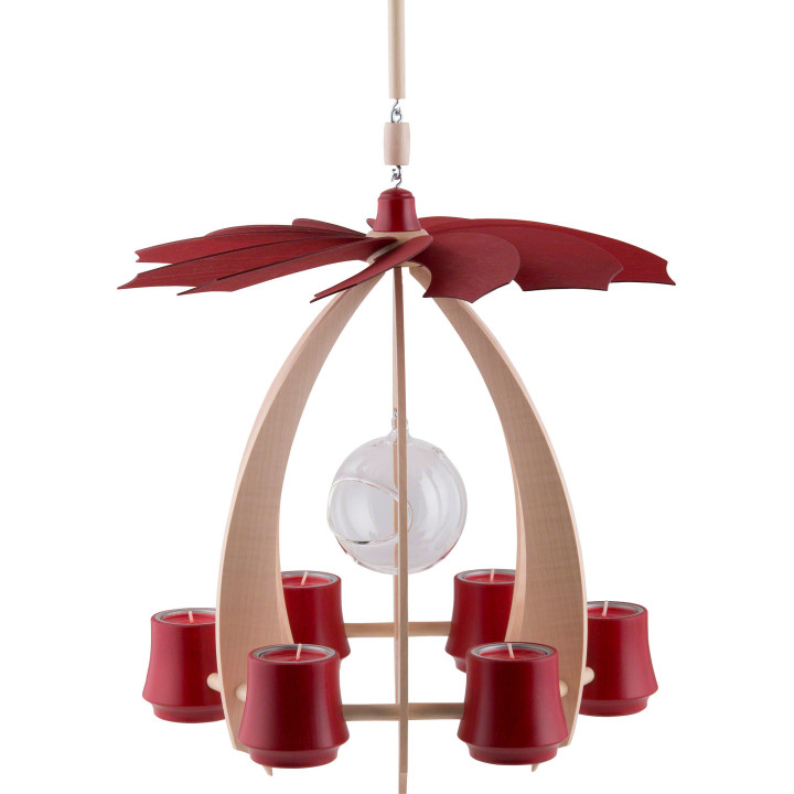 1-Tier Hanging Pyramid NOVA - Maple/Rubyred - 33 cm / 13 inch