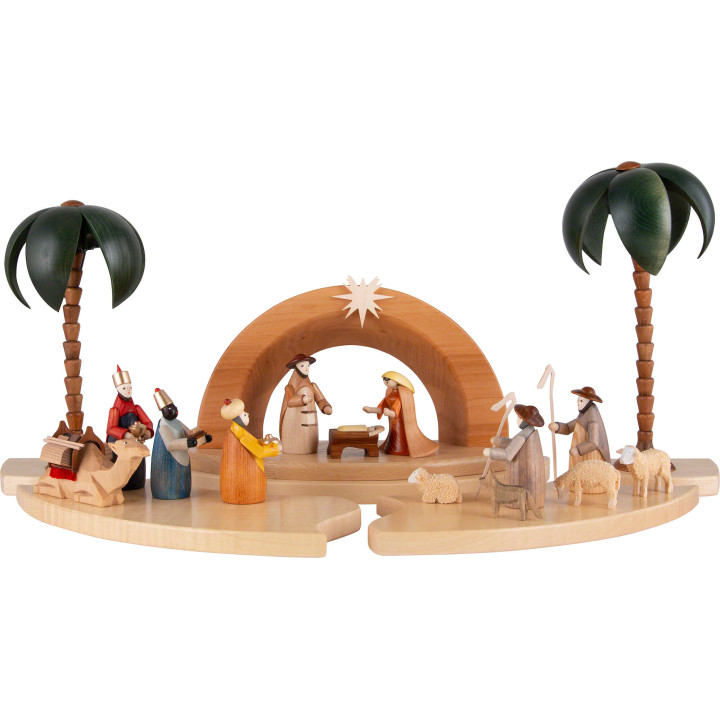 Weihnachtskrippe mit lasierten Figuren