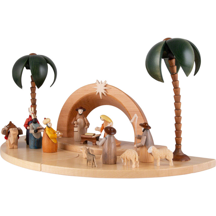 Weihnachtskrippe mit lasierten Figuren