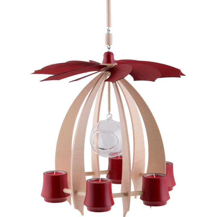 1-Tier Hanging Pyramid NOVA - Maple/Rubyred - 33 cm / 13 inch