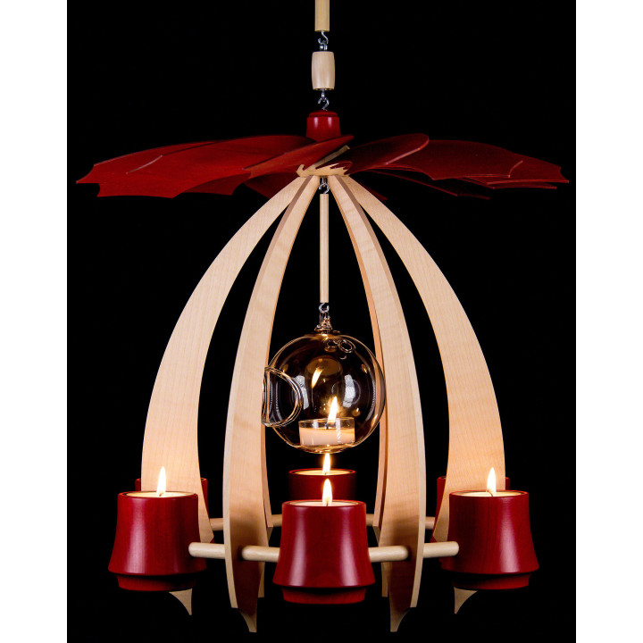 1-Tier Hanging Pyramid NOVA - Maple/Rubyred - 33 cm / 13 inch