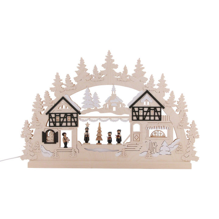 3D-Doppelschwibbogen Seiffener Weihnachtsmarkt - 74x47x5,5 cm